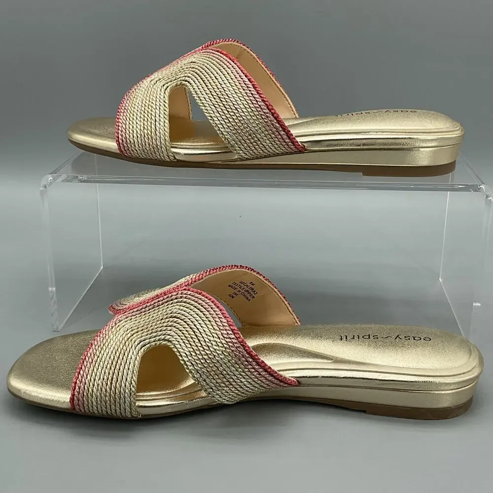 NEW Easy Spirit Women’s Calera Flat Slip on Sandals Light Pink Size 6M